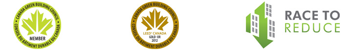 CaGBC logo, LEED Gold Logo, Race to Reduce logo