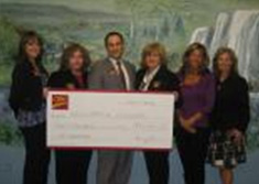 CIBC employees presenting cheque to Wellspring Niagara