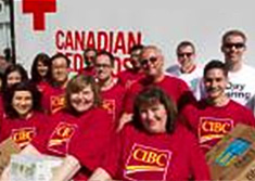 CIBC employees volunteering with the Canadian Red Cross 